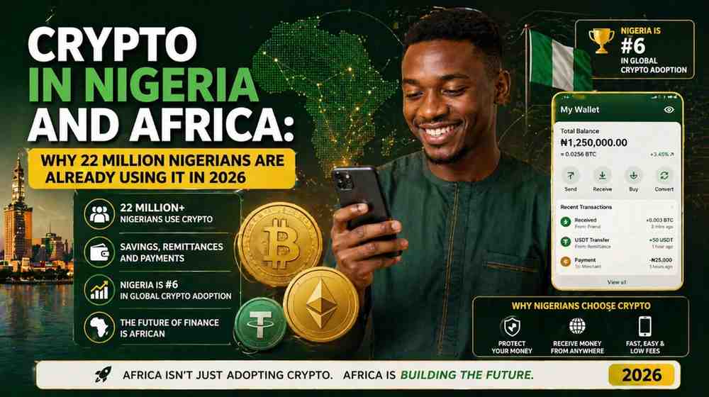Nigerian person using crypto on a smartphone to save money and send remittances in 2026