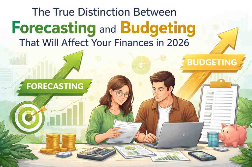 Person planning finances with budgeting and forecasting tools