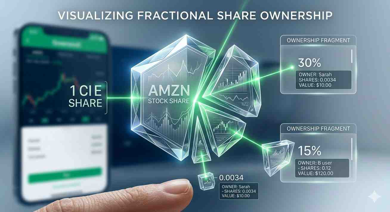 Visualization of fractional shares showing partial ownership of stocks