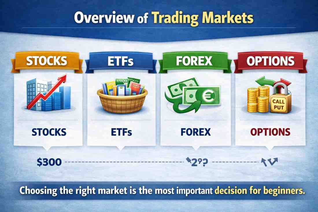 Visual overview of stocks ETFs forex crypto and options markets
